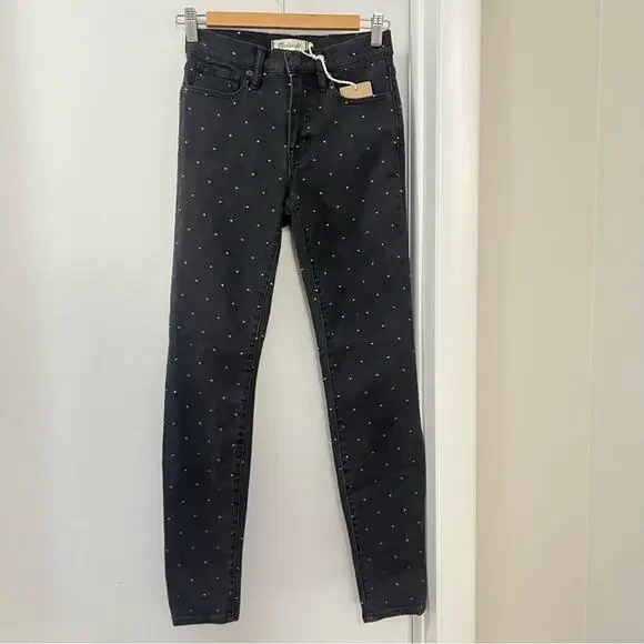 Madewell Black 9 Mid-Rise Skinny Jeans: Metallic Dot Edition